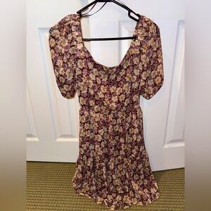 Open back floral baby doll dress